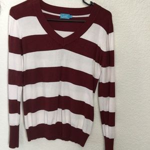 Striped V-neck sweater